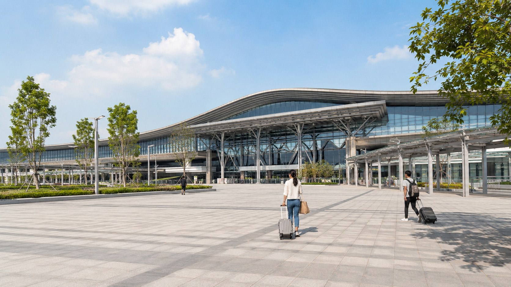 桃園高鐵站前廣場，A18 高鐵宅的價值核心就是這段步行距離
